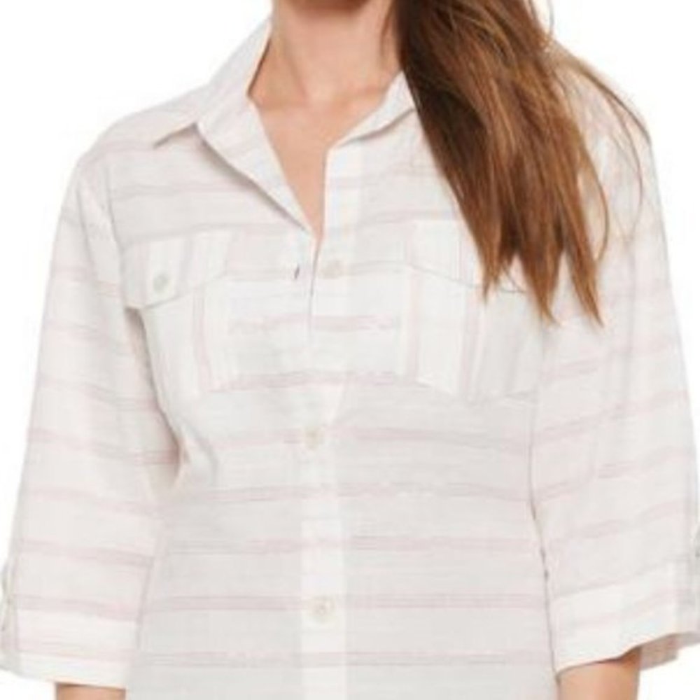 Dotti Radiance Pink Stripe Shirt Dress Coverup S